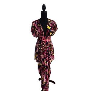 High Low Dress in Pink and Yellow